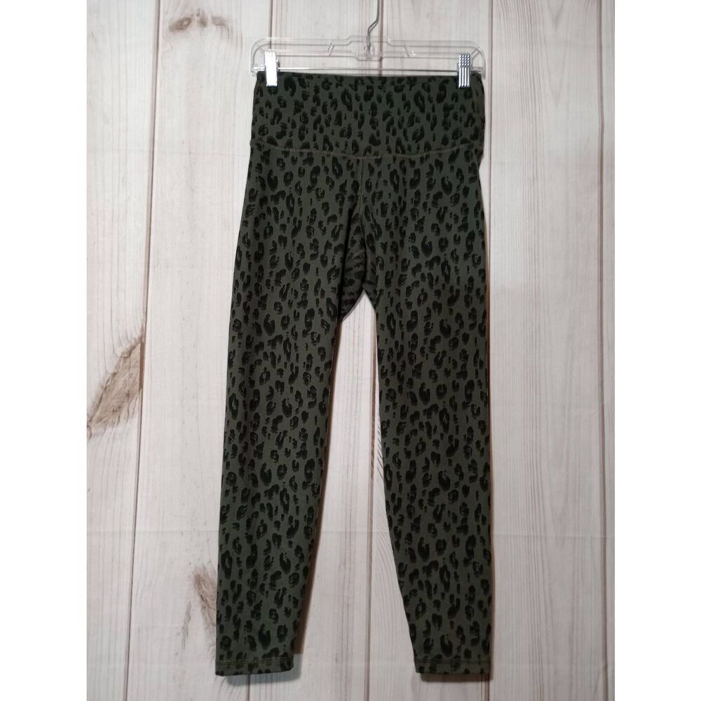 Old‎ Navy Active Elevate Go-Dry Leopard Print Leggings Olive Green Womens Medium